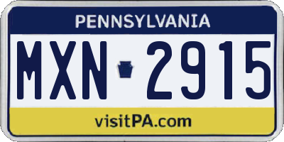 PA license plate MXN2915