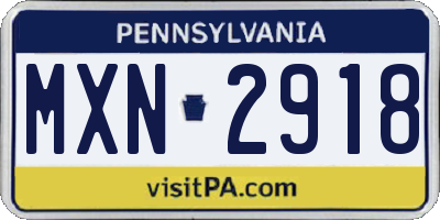 PA license plate MXN2918
