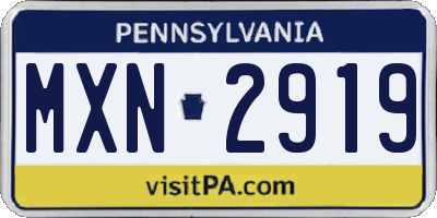 PA license plate MXN2919