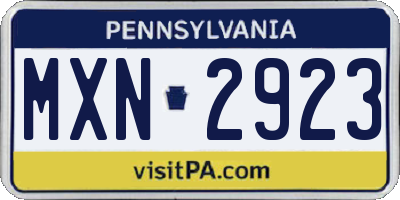 PA license plate MXN2923