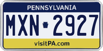 PA license plate MXN2927