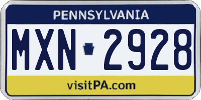 PA license plate MXN2928