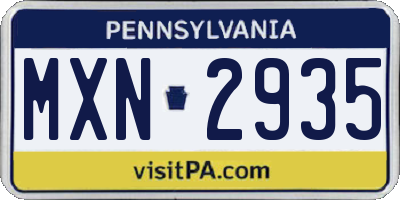 PA license plate MXN2935