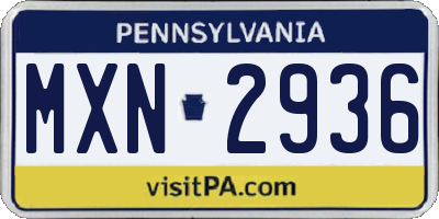 PA license plate MXN2936