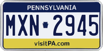 PA license plate MXN2945
