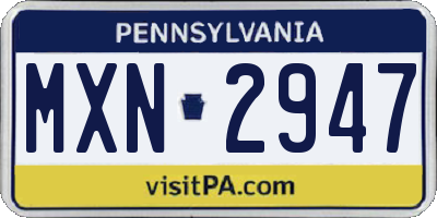 PA license plate MXN2947
