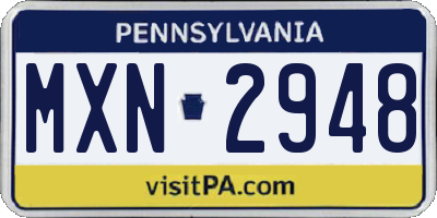 PA license plate MXN2948