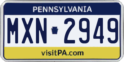 PA license plate MXN2949