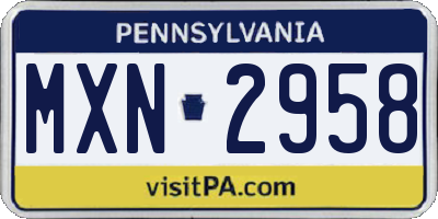 PA license plate MXN2958