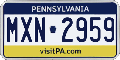 PA license plate MXN2959