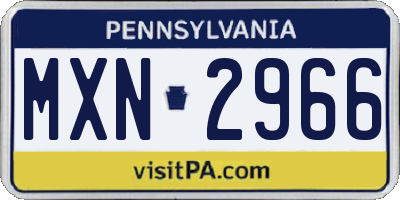 PA license plate MXN2966