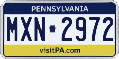 PA license plate MXN2972