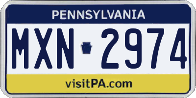 PA license plate MXN2974