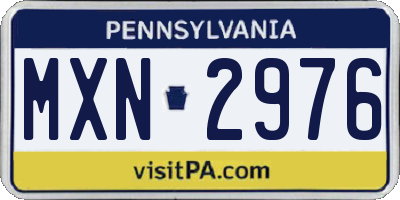 PA license plate MXN2976
