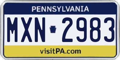 PA license plate MXN2983