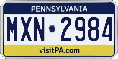PA license plate MXN2984
