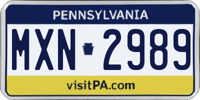 PA license plate MXN2989