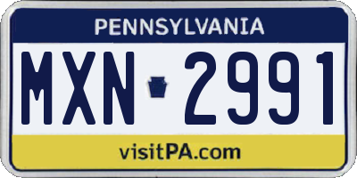 PA license plate MXN2991