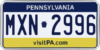 PA license plate MXN2996