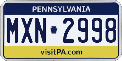 PA license plate MXN2998