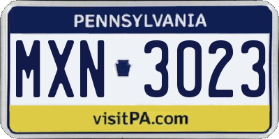PA license plate MXN3023