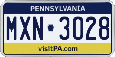 PA license plate MXN3028
