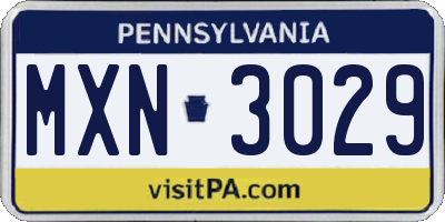 PA license plate MXN3029