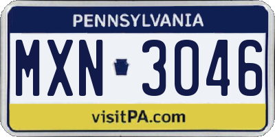 PA license plate MXN3046