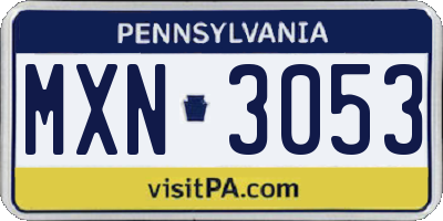 PA license plate MXN3053