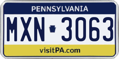 PA license plate MXN3063