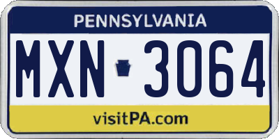PA license plate MXN3064