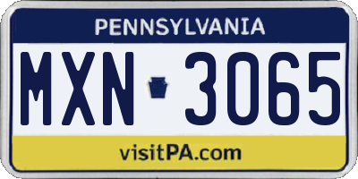 PA license plate MXN3065
