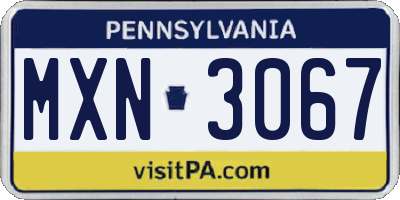 PA license plate MXN3067