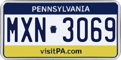 PA license plate MXN3069