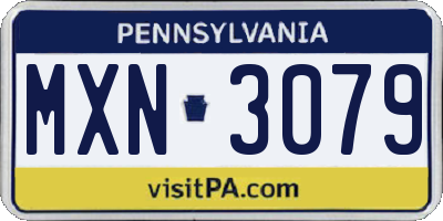 PA license plate MXN3079