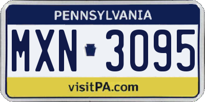 PA license plate MXN3095