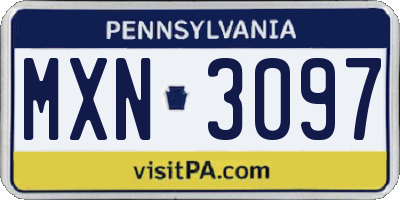 PA license plate MXN3097
