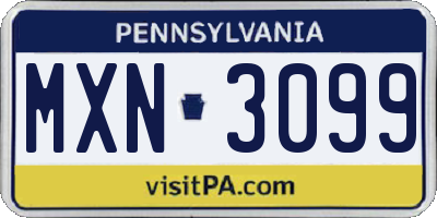 PA license plate MXN3099