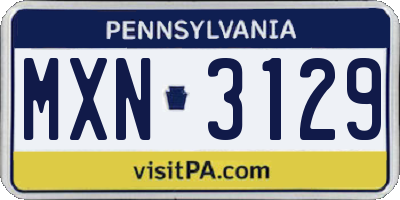PA license plate MXN3129