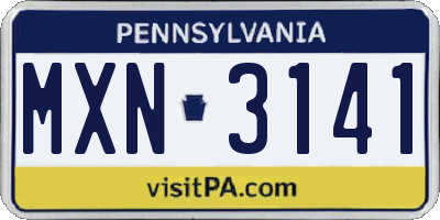 PA license plate MXN3141