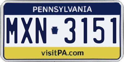 PA license plate MXN3151