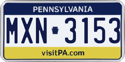 PA license plate MXN3153