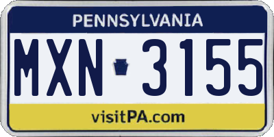 PA license plate MXN3155