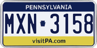 PA license plate MXN3158