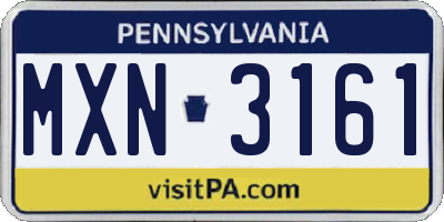 PA license plate MXN3161