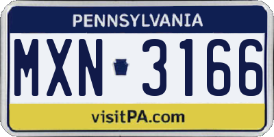 PA license plate MXN3166