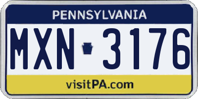 PA license plate MXN3176
