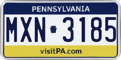 PA license plate MXN3185