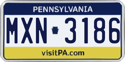 PA license plate MXN3186