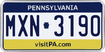 PA license plate MXN3190